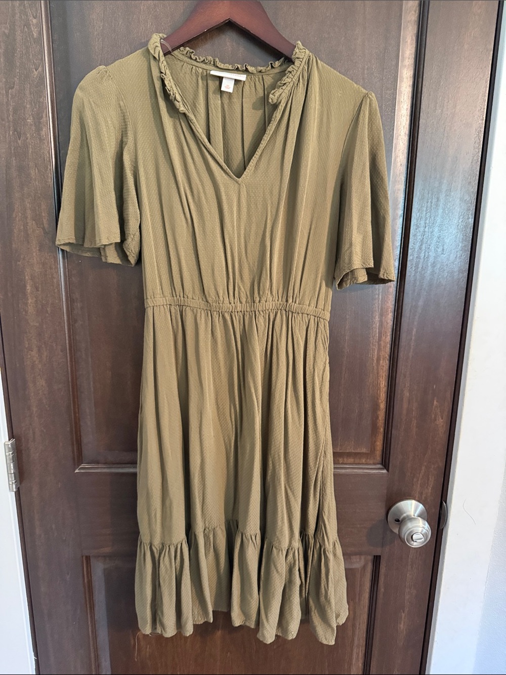 Knox Rose Olive Ruffle-Trim Midi Dress